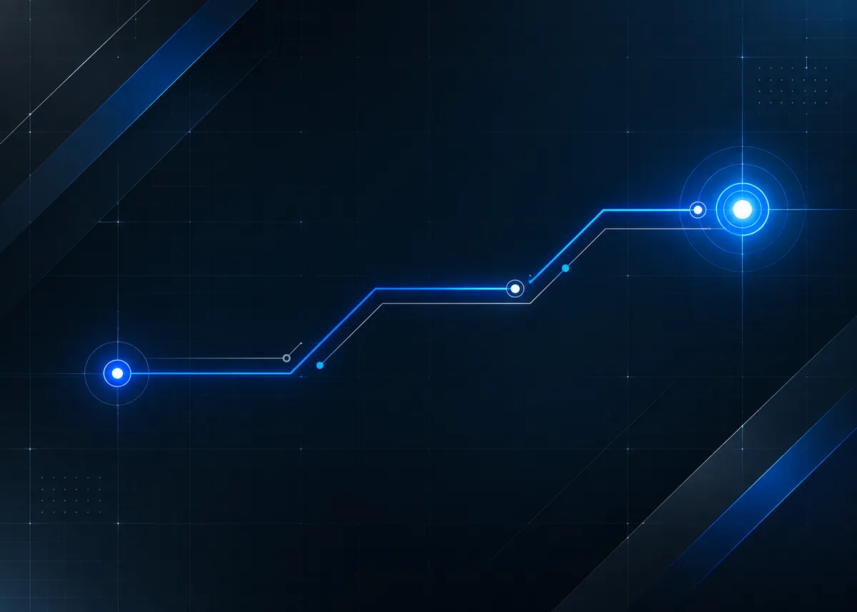 Traseu digital abstract care conectează două puncte
